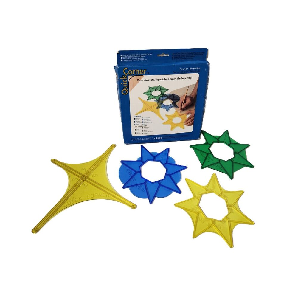 Quick Corner Templates 4‑Pack – Radius & Angle Guides for Crafting & Woodworking